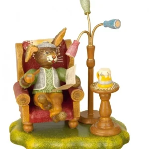Hubrig, figurines pour enfant Lapin De Paques En Bois Grand-Père Dans Un Fauteuil