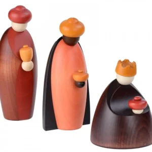 Köhler, Père Noël en bois Les Trois Rois Mages Et Leurs Offrandes, 12 Cm