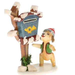 Hubrig, figurines pour enfant Livreur De Journaux, Chien - Village De Noël Miniature