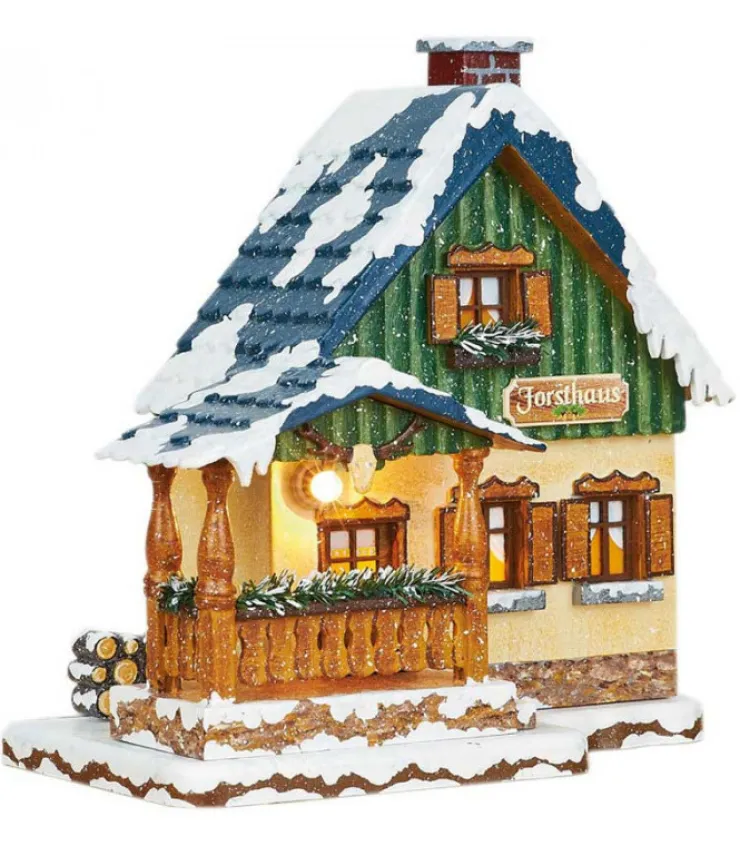 Hubrig, figurines pour enfant Maison Eclairee Pour Figurine De Noël Miniature Winterkinder, La Maison Forestiere