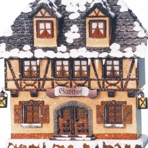 Hubrig, figurines pour enfant Maison Eclairee Pour Village De Noël Miniature Winterkinder, Restaurant