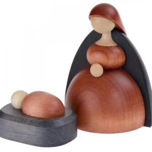 Köhler, Père Noël en bois Nativite, Petit Jesus, Joseph, Marie, 12 Cm