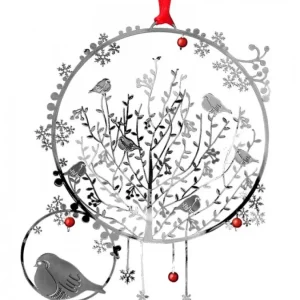 Pluto Produkter, déco de Noël Scandinave Oiseaux En Metal Argente A Suspendre