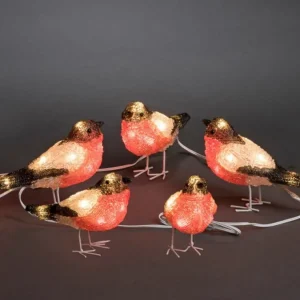 Konstsmide, guirlandes lumineuses de Noël Oiseaux Lumineux Led, 5 Rouge-Gorge
