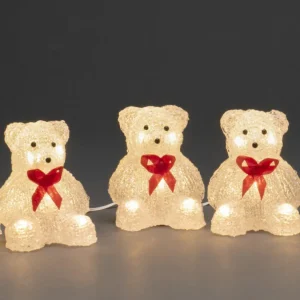 Konstsmide, guirlandes lumineuses de Noël Oursons Lumineux A Led En Acrylique Avec Ruban Rouge, 12 Cm