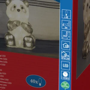 Konstsmide, guirlandes lumineuses de Noël Panda Lumineux Led 27 Cm En Acrylique, 40 Diodes Blanc Chaud