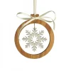 Waldfabrik, photophore en bois et étoile sapin de Noël Pendentif En Bois D'Olivier Motif Cristal De Neige N°2