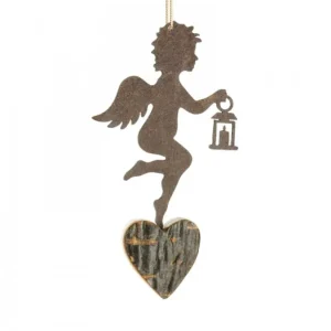 Waldfabrik, photophore en bois et étoile sapin de Noël Petit Ange En Metal A Suspendre Et Lanterne Dans La Main