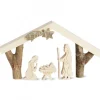 Waldfabrik, photophore en bois et étoile sapin de Noël Petite Crèche De Noël Avec Nativite, 8 Cm