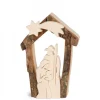 Waldfabrik, photophore en bois et étoile sapin de Noël Petite Crèche De Noël En Ecorce 7,5 Cm, Avec Nativite En Bois D'Erable