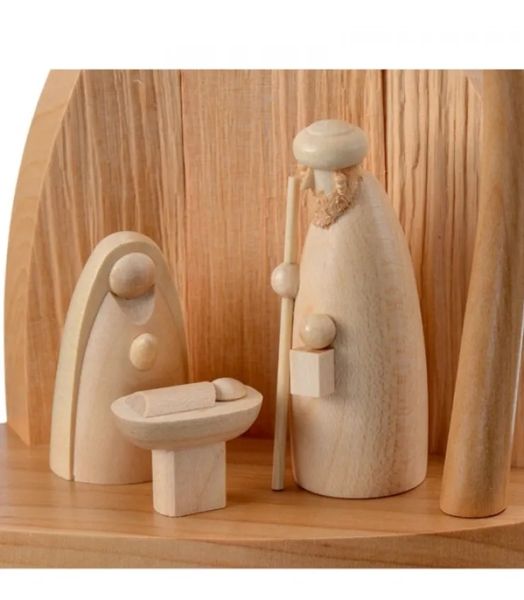 Schalling, crèche moderne Petite Crèche Moderne En Bois Avec Un Palmier Et La Nativite