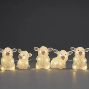 Konstsmide, guirlandes lumineuses de Noël Petits Cochons Lumineux En Acrylique Led 12,5 Cm, Lot De 5