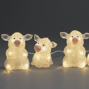 Konstsmide, guirlandes lumineuses de Noël Petits Cochons Lumineux En Acrylique Led 12,5 Cm, Lot De 5