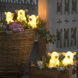 Konstsmide, guirlandes lumineuses de Noël Petits Cochons Lumineux En Acrylique Led 12,5 Cm, Lot De 5