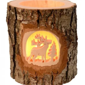 Waldfabrik, photophore en bois et étoile sapin de Noël Photophore En Bois Cisele, Cerf En Foret