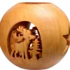 Waldfabrik, photophore en bois et étoile sapin de Noël Photophore En Bois Forme Spherique, Motif Cerf En Foret