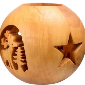 Waldfabrik, photophore en bois et étoile sapin de Noël Photophore En Bois Forme Spherique, Motif Cerf En Foret