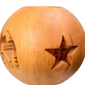 Waldfabrik, photophore en bois et étoile sapin de Noël Photophore En Bois, Forme Spherique, Motif Crèche