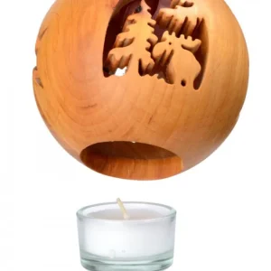 Waldfabrik, photophore en bois et étoile sapin de Noël Photophore En Bois Forme Spherique, Motif, Motif Elan