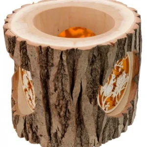 Waldfabrik, photophore en bois et étoile sapin de Noël Photophore En Rondin De Bois, Avec 3 Motifs, Ecureuil, Chat Et Oiseaux