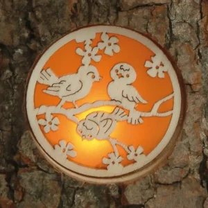 Waldfabrik, photophore en bois et étoile sapin de Noël Photophore En Rondin De Bois Avec 3 Motifs Nature