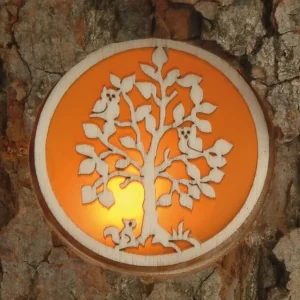 Waldfabrik, photophore en bois et étoile sapin de Noël Photophore En Rondin De Bois Avec 3 Motifs Nature