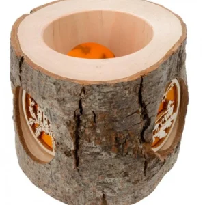 Waldfabrik, photophore en bois et étoile sapin de Noël Photophore Rondin De Bois, Avec 3 Motifs Crèche, Père Noël Et Bougies