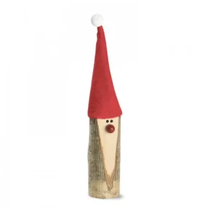Waldfabrik, photophore en bois et étoile sapin de Noël Père Noël En Bois Avec Nez Rouge Et Bonnet En Feutre, 15 Cm