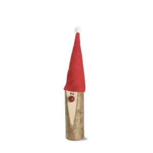 Waldfabrik, photophore en bois et étoile sapin de Noël Père Noël En Bois Avec Nez Rouge Et Bonnet En Feutre, 10 Cm