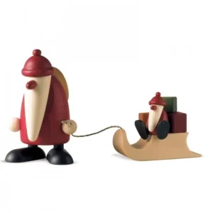 Köhler, Père Noël en bois Père Noël En Bois Et Enfant Sur Luge