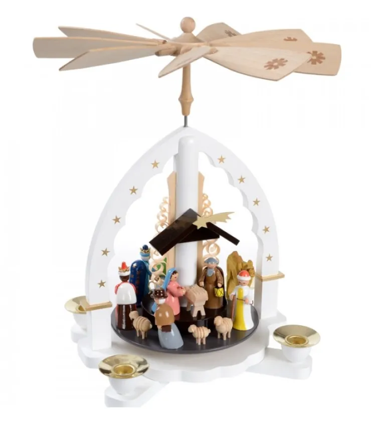 pyramide_allemande_avec_crche_de_nol_blanche_0.webp Richard Glasser, Pyramides de Noël allemandes Pyramide Allemande Avec Crèche De Noël Blanche