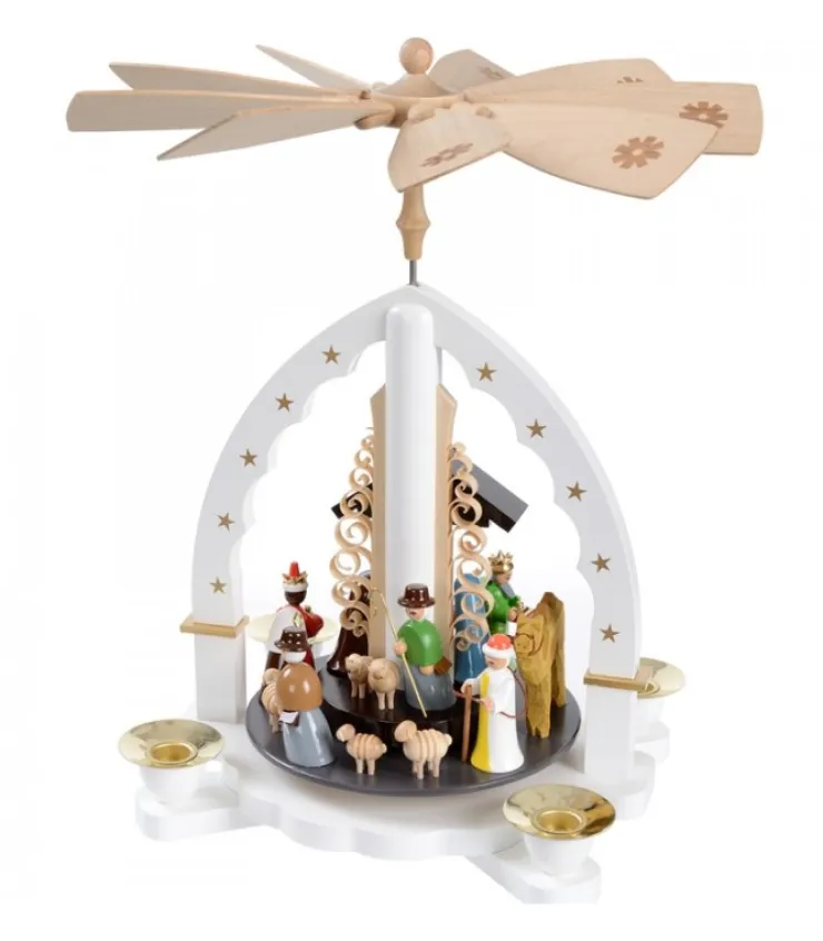 pyramide_allemande_avec_crche_de_nol_blanche_1.webp Richard Glasser, Pyramides de Noël allemandes Pyramide Allemande Avec Crèche De Noël Blanche