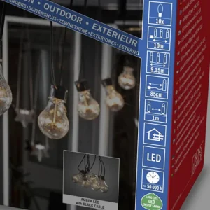 Konstsmide, guirlandes lumineuses de Noël Rallonge 10 M Pour Guirlande Lumineuse De Terrasse, 10 Ampoules Ambrees