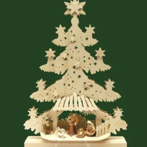 Ratags, décos de Noël lumineuses en bois Sapin De Noël Lumineux Led Avec Crèche De Noël Et Personnages Couleurs Ciseles
