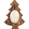 Waldfabrik, photophore en bois et étoile sapin de Noël Sapin En Bois Avec Cerf Cisele, 18,5 Cm