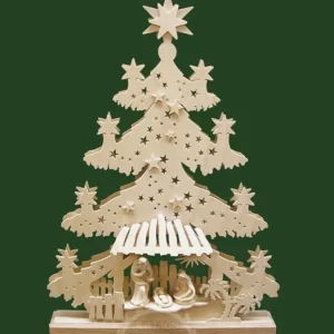 Ratags, décos de Noël lumineuses en bois Sapin Lumineux Led En Bois Avec Crèche De Noël Et Personnages Ciceles