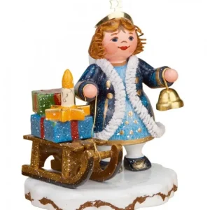 Hubrig, figurines pour enfant Village De Noël Miniature, Figurine Ange Luge Et Cadeaux