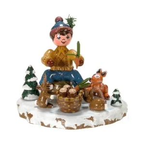 Hubrig, figurines pour enfant Village De Noël Miniature, Garcon Et Petits Animaux