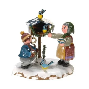 Hubrig, figurines pour enfant Village De Noël Miniature, Grand-Mere Et Oiseaux