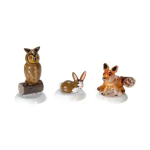 Hubrig, figurines pour enfant Village De Noël Miniature, Renard Chouette Et Lapin