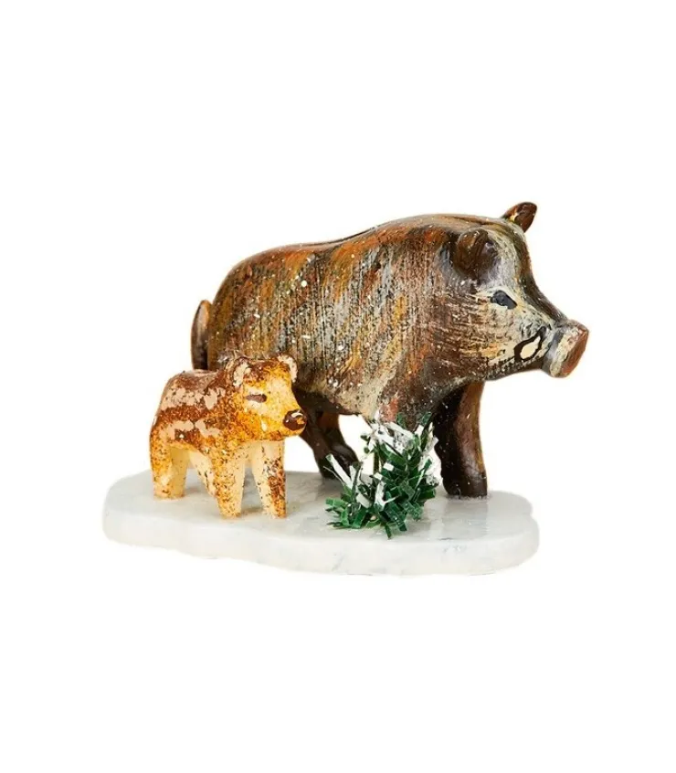 Hubrig, figurines pour enfant Village De Noël Miniature, Sanglier Et Marcassin